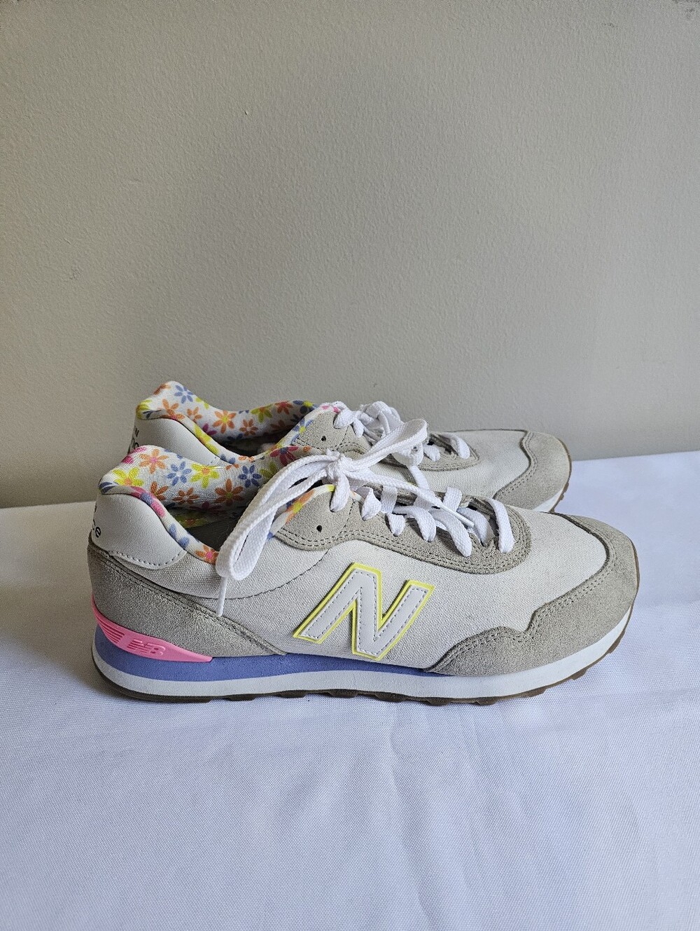New Balance Women's 574 Casual Sneakers in Light Gray with Pastel Accents